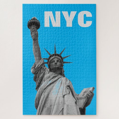 Pop Art Statue of Liberty Blue New York City Jigsaw Puzzle