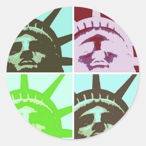 Pop Art Statue of Liberty Classic Round Sticker