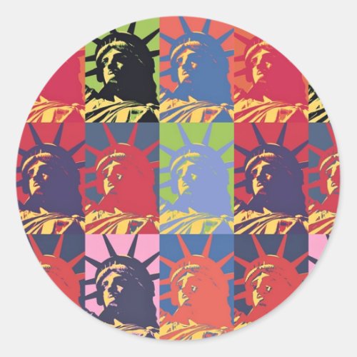 Pop Art Statue of Liberty Classic Round Sticker