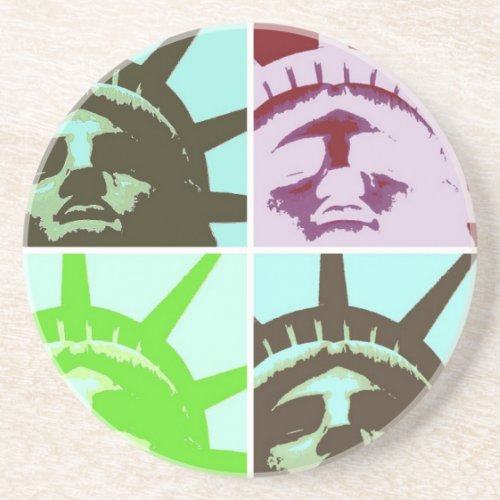 Pop Art Statue of Liberty Close Up Coaster