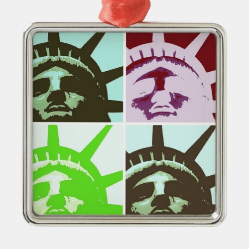 Pop Art Statue of Liberty Close Up Metal Ornament
