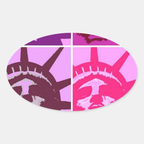 Pop Art Statue of Liberty Oval Sticker