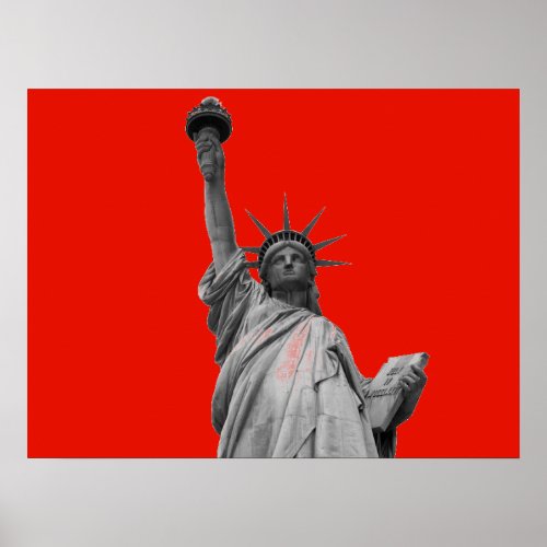 Pop Art Statue of Liberty Red Greyscale New York Poster