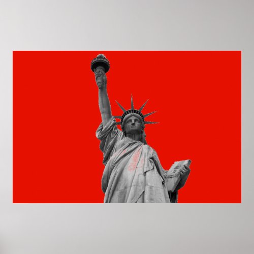 Pop Art Statue of Liberty Red Greyscale New York Poster