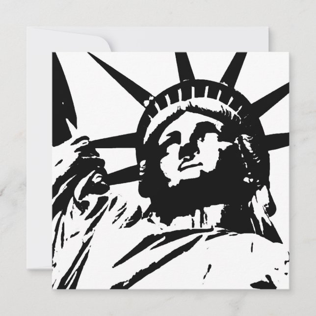 Pop Art Statue of Liberty Silhouette Invites (Front)