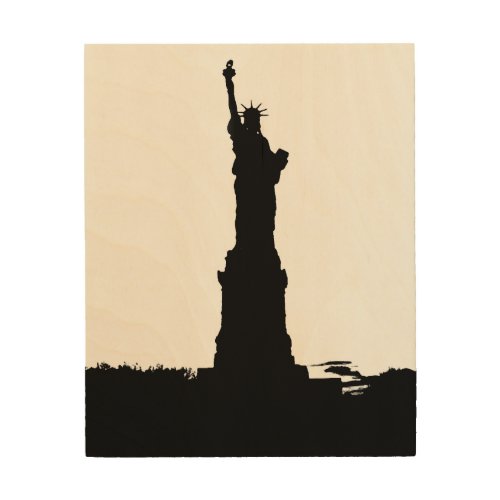 Pop Art Statue of Liberty Silhouette Wood Canvas