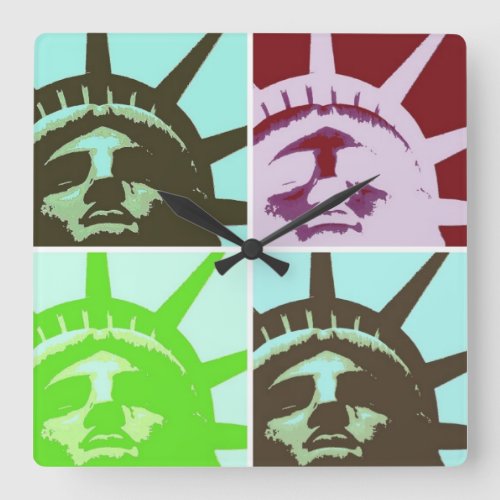 Pop Art Statue of Liberty Square Wallclock