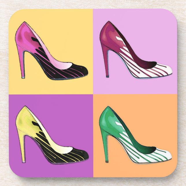 Pop Art Stiletto Pumps / Shoes / High Heels Drink Coaster (Front)
