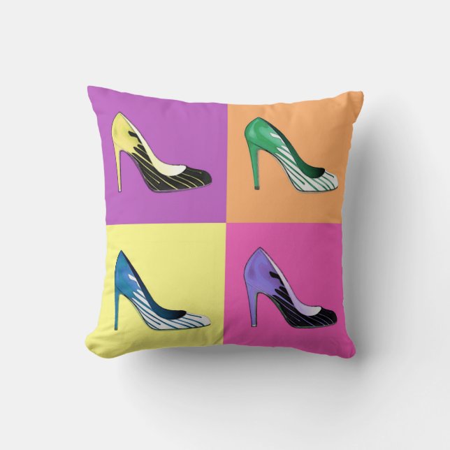 Pop Art Stiletto Pumps / Shoes / High Heels Throw Pillow (Front)