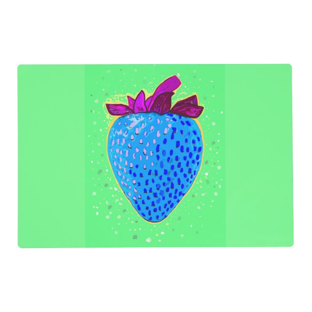 Pop Art Strawberry Blue   Placemat (Front)