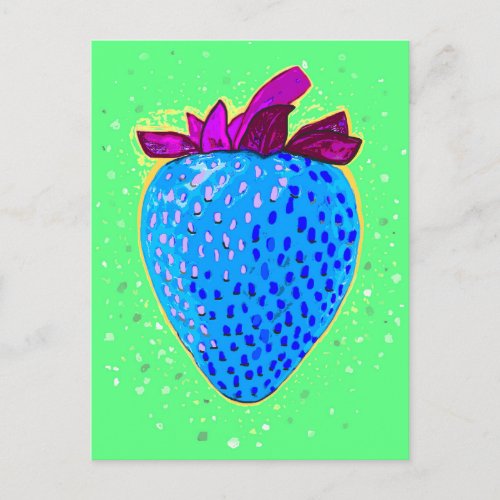 Pop Art Strawberry Blue Postcard