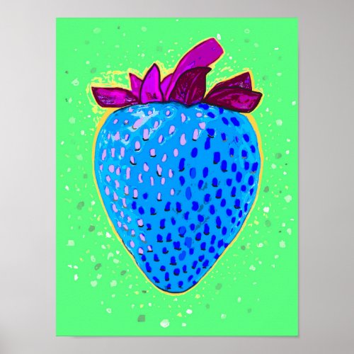 Pop Art Strawberry Blue  Poster