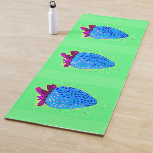Pop Art Strawberry Blue Yoga Mat