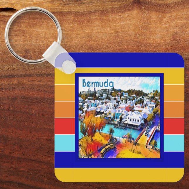 Pop Art Stripes Bermuda  Keychain (Front)