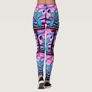Pop Art Style Cats, Art Print, Maximalist Décor Leggings