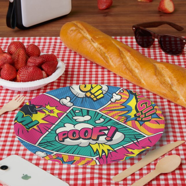 Pop Art Style - Explosive Retro Comic Blast  Paper Plates (Picnic)