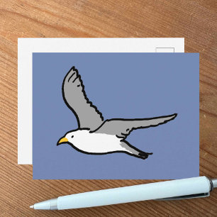 Pop-Art Style Flying Seagull Postcard