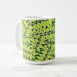Pop Art Style Green Leaf Mug Cup