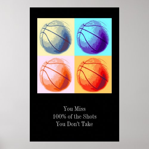 Pop Art Style Motivational Quote Basketball Poster