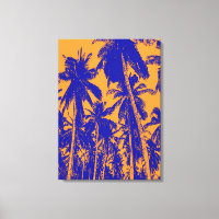 Pop-Art Style Palm Trees in Blue and Orange Canvas Print