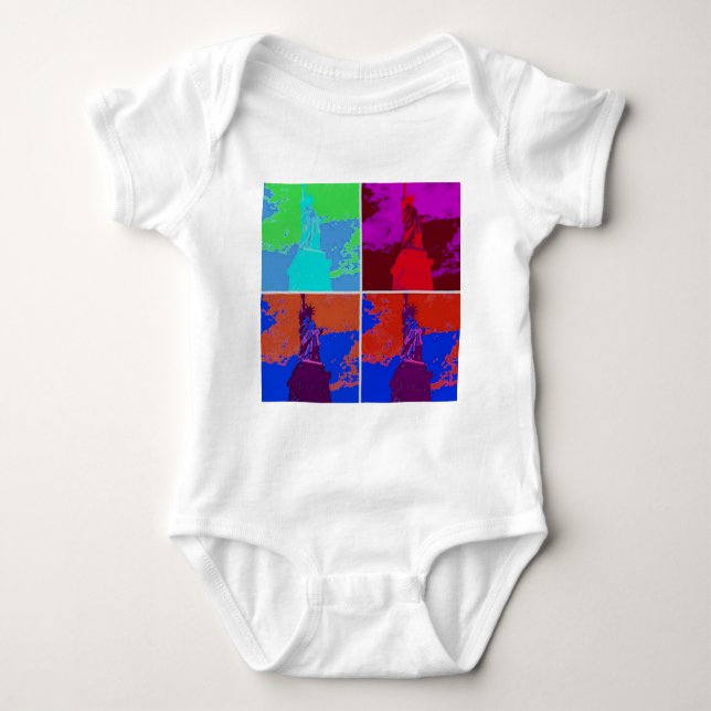 Pop Art Style Statue of Liberty Baby Bodysuit (Front)