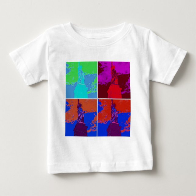 Pop Art Style Statue of Liberty Baby T-Shirt (Front)
