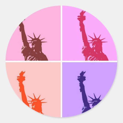 Pop Art Style Statue of Liberty Classic Round Sticker