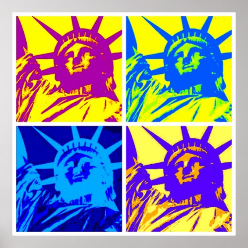 Pop Art Style Statue of Liberty Four Color Poster