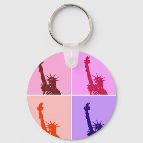 Pop Art Style Statue of Liberty Keychain