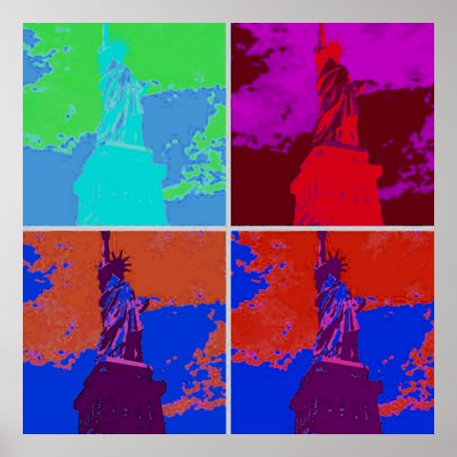 Pop Art Style Statue of Liberty Poster