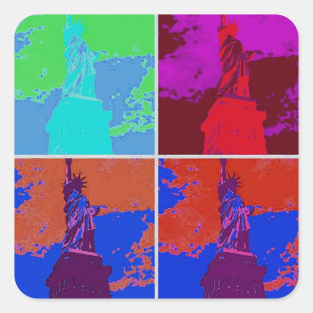 Pop Art Style Statue of Liberty Square Sticker (Front)