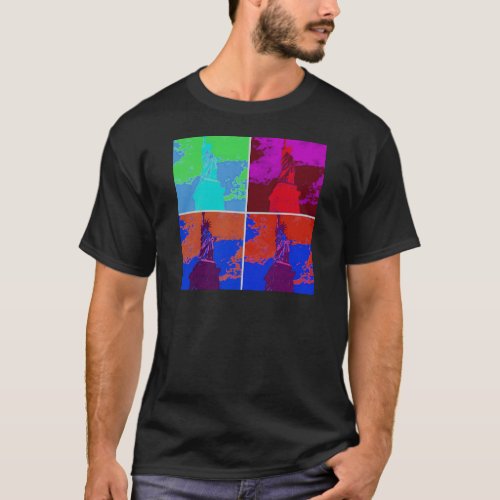 Pop Art Style Statue of Liberty T_Shirt