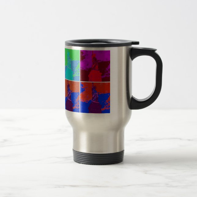 Pop Art Style Statue of Liberty Travel Mug (Right)