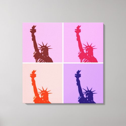 Pop Art Style Statue of Liberty Wrapped Canvas