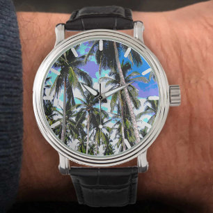 Pop Art Style Tropical Palm Trees Watch
