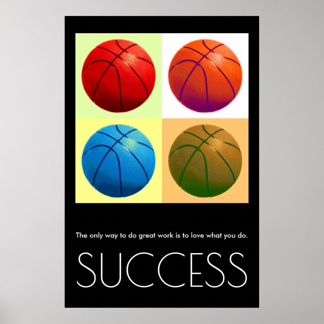 Pop Art Success Motivational Basketball Stylish Poster (Front)