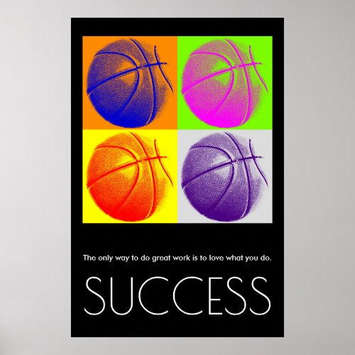 Pop Art Success Motivational Basketball Trendy Poster
