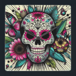 Pop Art Sugar Skull Square Wall Clock<br><div class="desc">Pop Art Sugar Skull Square Wall Clock It's time to show off your favorite art, photos, and text with a custom round wall clock from Zazzle. Featured in two sizes, this wall clock is vibrantly printed with AcryliPrint®HD process to ensure the highest quality display of any content. Order this custom...</div>