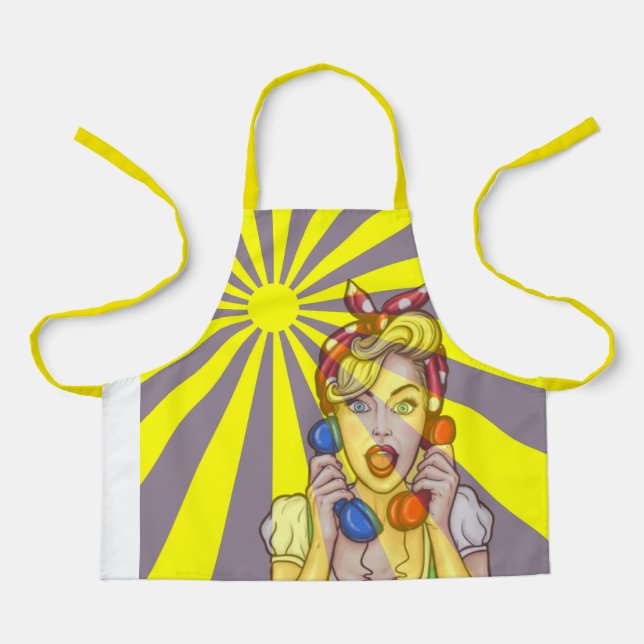Pop Art Sun Ray Purple & Yellow Women's Apron (Front)