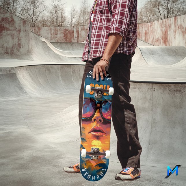 Pop Art Sunset Reflection - Vibrant Retro Vintage Skateboard (Creator Uploaded)