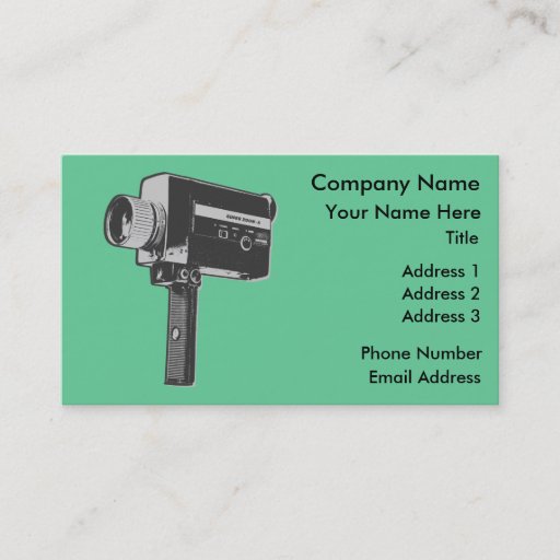 Customizable Retro Movie Camera Business Card
