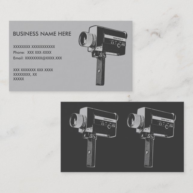 Pop Art Super 8 Movie Camera Business Card (Front/Back)