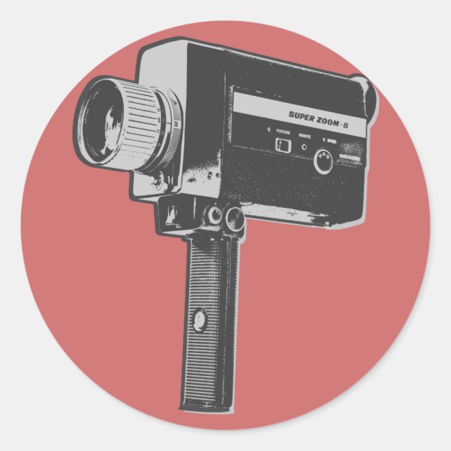 Pop Art Super 8 Movie Camera Classic Round Sticker (Front)