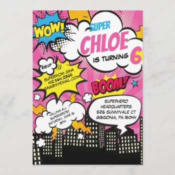 Pop Art Super Hero Birthday Invitation by blush_printables at Zazzle