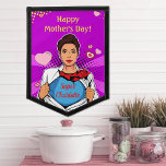 Pop Art Super Hero Mother Pennant<br><div class="desc">Transform your mother into a superhero with this unique pennant with pink hearts, yellow and red text on a vibrant purple background in a pop art style. You can personalize it by adding your mother's name, just click personalize and change "Super Charlotte" to something else unless her name is Charlotte....</div>