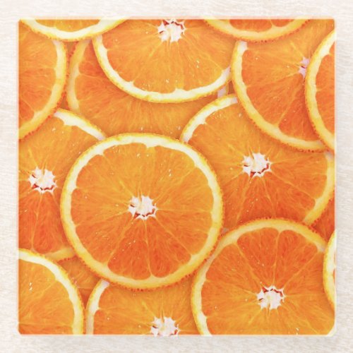 Pop Art Tangerine Slices Glass Coaster