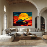 Pop Art Tank Scene Sunset - Military Vibes Art Poster<br><div class="desc">This bold pop art tank scene showcases a powerful tank silhouetted against a vibrant sunset in the desert. The striking colors and dramatic composition make it the perfect piece for military enthusiasts and lovers of unique, bold wall art. Customize the tank barrel or side with your name or an emblem...</div>