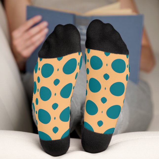 Pop Art Teal Polka Dots Socks (Bottom)