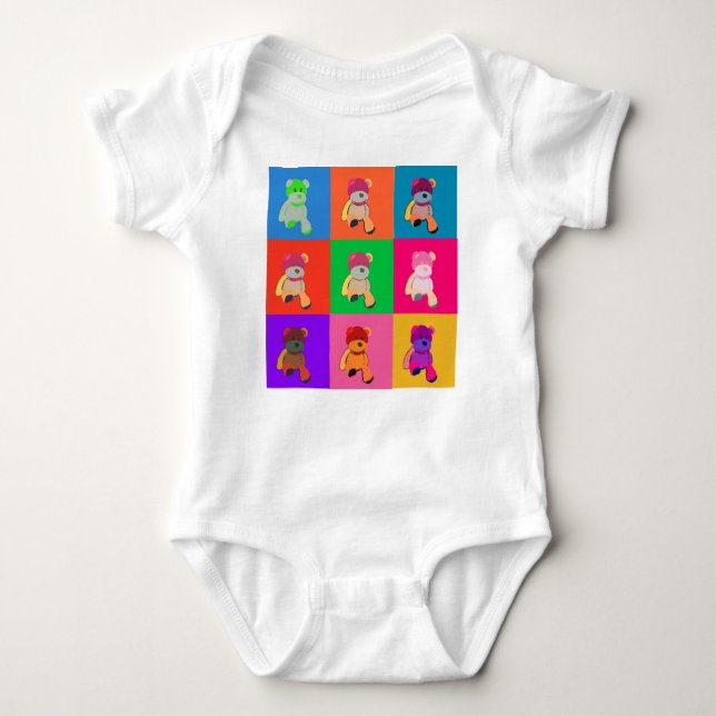 Pop Art Teddy Bear Baby Bodysuit (Front)