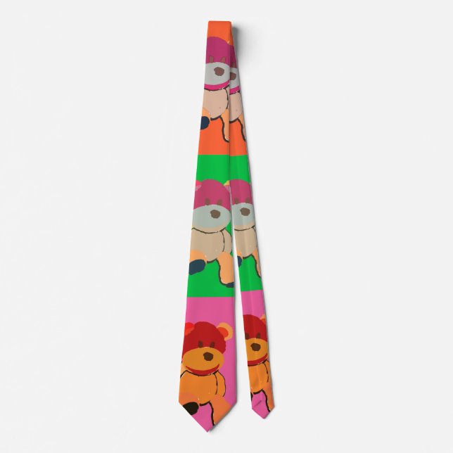 Pop art Teddy bear Tie (Front)